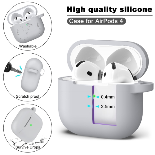Pour les AirPods, étui de génération 4ᵉ avec trousse de nettoyage, étui en silicone souple avec porte-clés, étui de protection complet, compatible