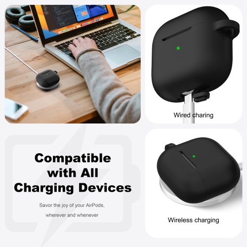 for Airpods 4th Generation Case Cover with Cleaner Kit, Soft Skin Silicone Casewith Keychain, Full Protective Case, Compatible with Apple Latest