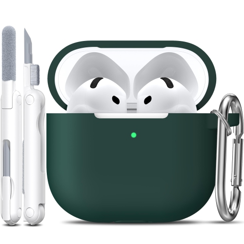for Airpods 4th Generation Case Cover with Cleaner Kit, Soft Skin Silicone Casewith Keychain, Full Protective Case Compatible with Apple Latest
