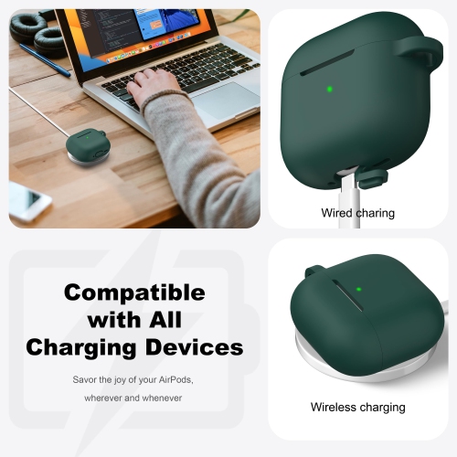 for Airpods 4th Generation Case Cover with Cleaner Kit, Soft Skin Silicone Casewith Keychain, Full Protective Case Compatible with Apple Latest