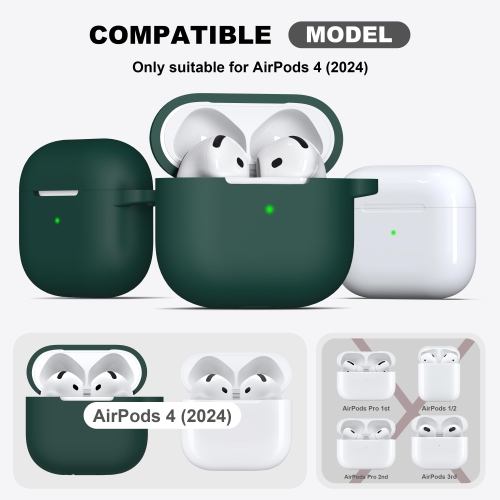 for Airpods 4th Generation Case Cover with Cleaner Kit, Soft Skin Silicone Casewith Keychain, Full Protective Case Compatible with Apple Latest