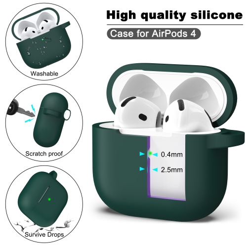 for Airpods 4th Generation Case Cover with Cleaner Kit, Soft Skin Silicone Casewith Keychain, Full Protective Case Compatible with Apple Latest