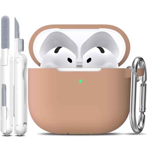 for Airpods 4th Generation Case Cover with Cleaner Kit,Soft Skin Silicone Casewith Keychain,Full Protective Case,Compatible with Apple Latest Airpods
