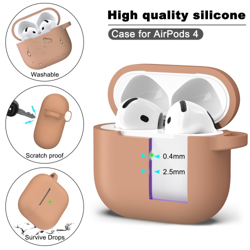 for Airpods 4th Generation Case Cover with Cleaner Kit,Soft Skin Silicone Casewith Keychain,Full Protective Case,Compatible with Apple Latest Airpods