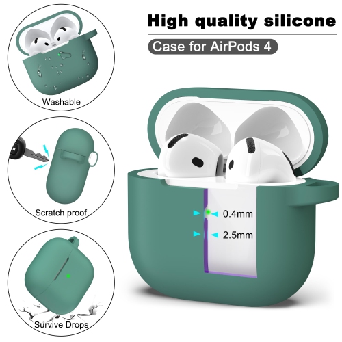 for Airpods 4th Generation Case Cover with Cleaner Kit, Soft Skin Silicone Casewith Keychain, Full Protective,Compatible with Apple Latest Airpods 4