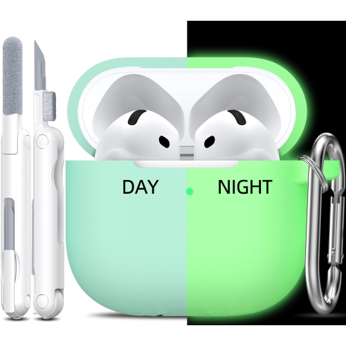 for Airpods 4th Generation Case Cover with Cleaner Kit,Soft Silicone Casewith Keychain,Full Protective Case,Compatible with Apple Latest Airpods