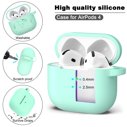 for Airpods 4th Generation Case Cover with Cleaner Kit,Soft Silicone Casewith Keychain,Full Protective Case,Compatible with Apple Latest Airpods