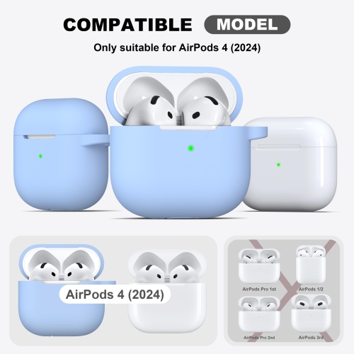 for Airpods 4th Generation Case Cover with Cleaner Kit, Soft Skin Silicone Casewith Keychain, Full Protective Case, Compatible with Apple Latest