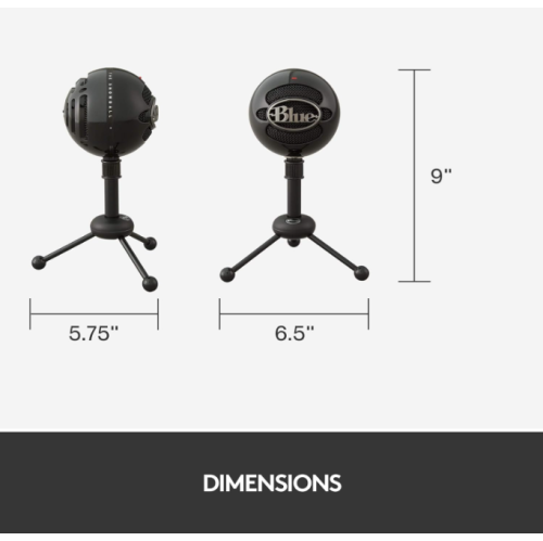 Refurbished - Blue Snowball USB Microphone for PC, Mac, Gaming, Recording, Streaming, Podcasting, Condenser Mic with Cardioid - Black (988-000069)