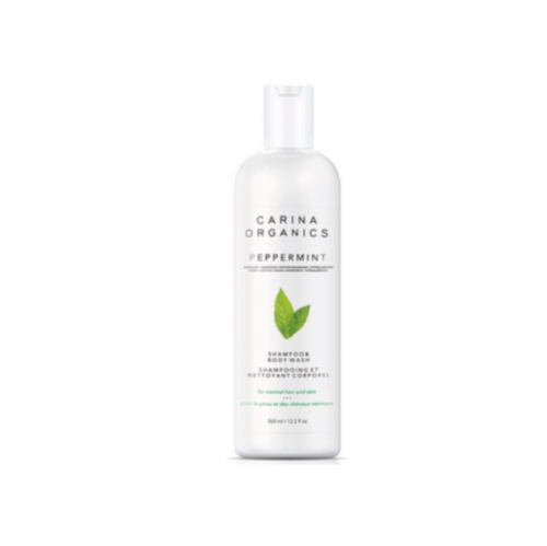 Carina Organics Peppermint Cooling Scalp Stimulating Shampoo & Body Wash, 360 ml, White