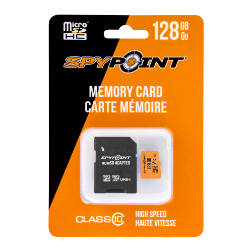 SPYPOINT 128GB Micro SD Memory Card Trail for Cameras | Adapter Media Storage for Trail and Game Cameras Designed | Used in Hunting and Trail Cams
