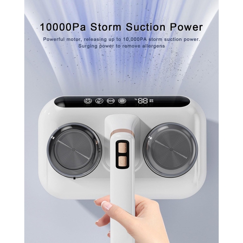 Cordless Mattress Vacuum Cleaners, 10Kpa Handheld Bed Vacuum Cleaner with LED Display, for Carpets, Beds, Sofas, Pillows