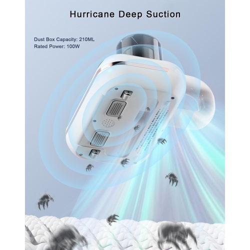 Cordless Mattress Vacuum Cleaners, 10Kpa Handheld Bed Vacuum Cleaner with LED Display, for Carpets, Beds, Sofas, Pillows