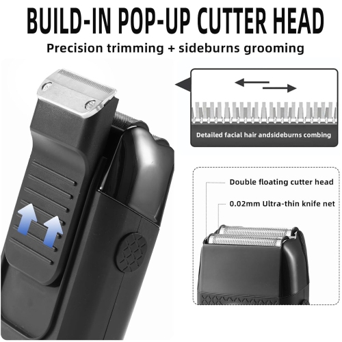 Electric Shavers Foil Electric Razor for Men Face Head Shavers for Bald Men Rechargeable Double Beard Shaver Popup Beard Trimmer