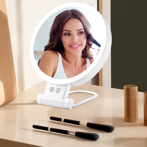 Miroir grossissant portatif avec lumière, miroir de maquillage lumineux à 2 côtés 1X/10X pour le maquillage miroir de table pour le maquillage