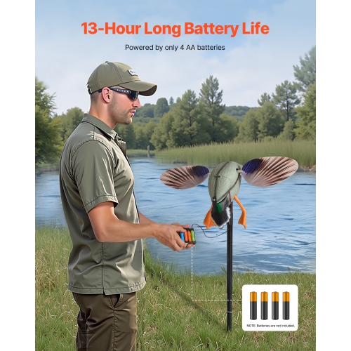 VEVOR 1-Pack Spinning Wing Motion Duck Decoys, Outdoor Teal Decoys for Hunting, Floating Duck for Pool, Pond, and Lake, Realistic Plastic Duck