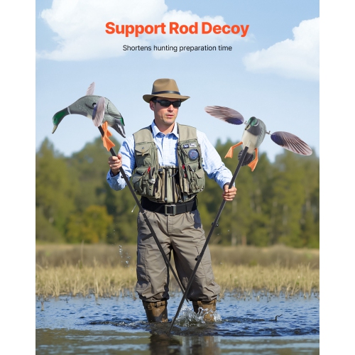 VEVOR 1-Pack Spinning Wing Motion Duck Decoys, Outdoor Teal Decoys for Hunting, Floating Duck for Pool, Pond, and Lake, Realistic Plastic Duck