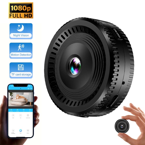 Surveillance Camera, 1080p HD Round Security Camera, Infrared Night Vision, Motion Detection, 2.4G WiFi Connection, Built-in 450mAh Battery - with