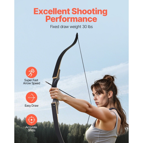 VEVOR 60 inch Recurve Bow and Arrows Kit, Wooden Takedown Bows, Right Handed Ergonomic Archery Recurve Bow Package, Longbow for Outdoor Target