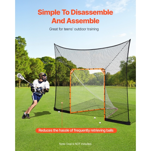 VEVOR 12x9 ft Hockey and Lacrosse Goal Backstop, Lacrosse Net with Extended Coverage, Quick Easy Setup Complete Accessories Training Net, Backyard