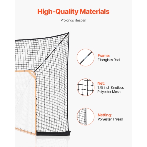 VEVOR 12x9 ft Hockey and Lacrosse Goal Backstop, Lacrosse Net with Extended Coverage, Quick Easy Setup Complete Accessories Training Net, Backyard