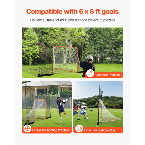 VEVOR 12x9 ft Hockey and Lacrosse Goal Backstop, Lacrosse Net with Extended Coverage, Quick Easy Setup Complete Accessories Training Net, Backyard