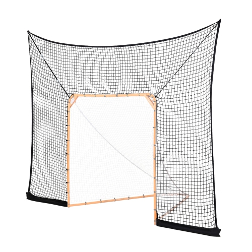 VEVOR 12x9 ft Hockey and Lacrosse Goal Backstop, Lacrosse Net with Extended Coverage, Quick Easy Setup Complete Accessories Training Net, Backyard