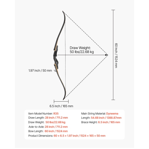 VEVOR 60 inch Recurve Bow and Arrows Kit, Wooden Takedown Bows, Right Handed Ergonomic Archery Recurve Bow Package, Longbow for Outdoor Target