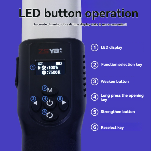 Portable Handheld LED Photography Light Stick - 30W Full-Color RGB, Built-in High-Energy Lithium Battery, CCT Dual Color Temperature Modes, LED