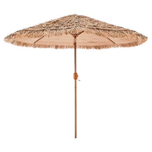 VEVOR 9 ft Tiki Umbrella, Thatched Patio Umbrella with Tilt, Hawaiian Style Beach Parasol with Durable PP Thatch and 8 Metal Ribs, Grass Pool