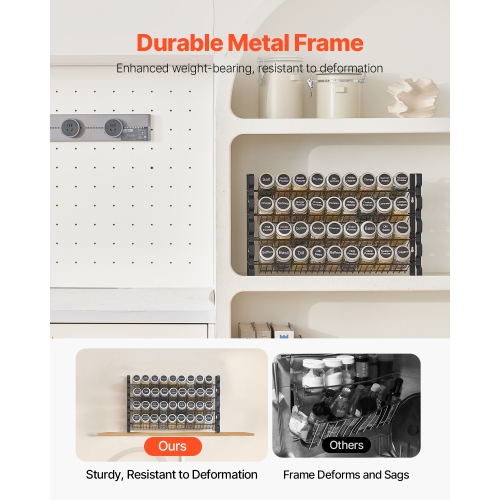 Range-épices de 18 x 11 po pour armoire VEVOR, range-épices avec 36 pots à épices vides, couvercles, étiquettes d'épices et entonnoir complet,