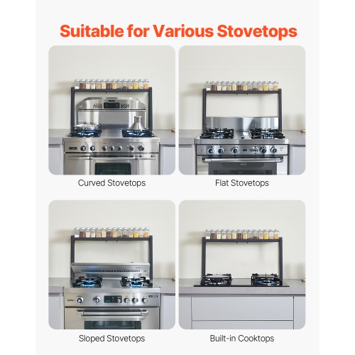 Tablette pour cuisinière VEVOR 27-33, support à épices extensible à 4 niveaux pour surface de cuisinière, range-épices, solution de rangement pour