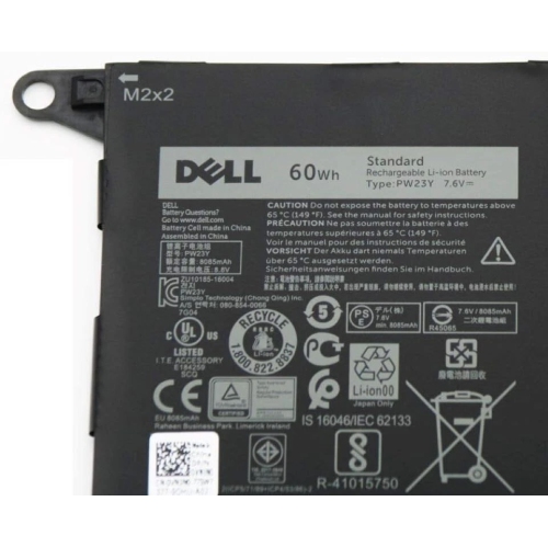 Genuine 7.6V 60Wh PW23Y Laptop Battery for Dell XPS 13 9360 13.3" InfinityEdge P54G002 13-9360-D1605G 13-9360-D1605T 13-9360-D1609 13-9360-D1609G