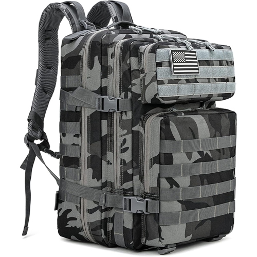 Hiking Backpack 45L Camouflage Army Backpack Military Tactical Assault Molle Backpack Hunting Trekking Backpack Waterproof Bug Out Bag, 13, One Size