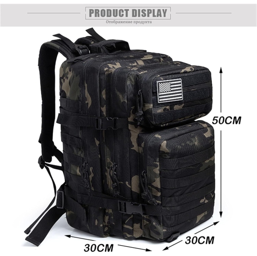 Hiking Backpack 45L Camouflage Army Backpack Military Tactical Assault Molle Backpack Hunting Trekking Backpack Waterproof Bug Out Bag, 13, One Size