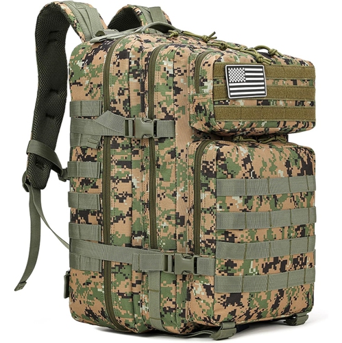 CHSSHA00  Hiking Backpack 45L Camouflage Army Backpack Military Tactical Assault Molle Backpack Hunting Trekking Backpack Waterproof Bug Out Bag, 13