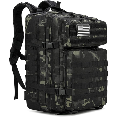 Hiking Backpack 45L Camouflage Army Backpack Military Tactical Assault Molle Backpack Hunting Trekking Backpack Waterproof Bug Out Bag, 13, One Size