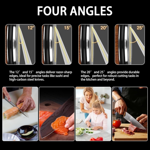 Rolling Knife Sharpener - Multi-Angle Sharpening System, 12°, 15°, 20°, 25° Suitable for A Variety of Knives