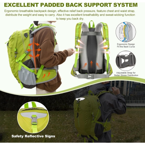 40L Hiking Backpack with Rain Cover Waterproof Lightweight Camping Backpack for Men Women Outdoor Travel Daypack