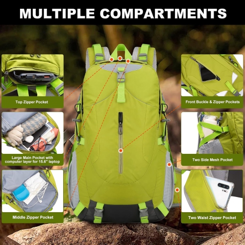 40L Hiking Backpack with Rain Cover Waterproof Lightweight Camping Backpack for Men Women Outdoor Travel Daypack