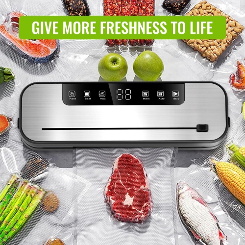 Vacuum Sealer Machine for Food,75KPa Powerful Suction Vacuum Sealer,Automatic Sealing & Packaging Machine for Food Preservation,with 10 Vacuum Bags