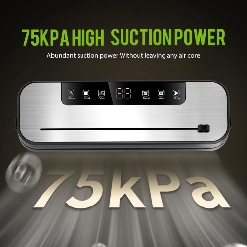 Vacuum Sealer Machine for Food,75KPa Powerful Suction Vacuum Sealer,Automatic Sealing & Packaging Machine for Food Preservation,with 10 Vacuum Bags