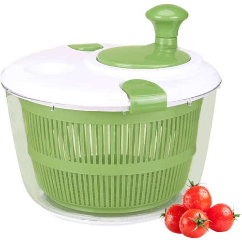 Large Salad Spinner with Lid,5L Capacity Manual Vegetable Dryer with Double-Lock Handle,Quick & Easy Multi-Use Lettuce Spinner,Vegetable Dryer,Fruit