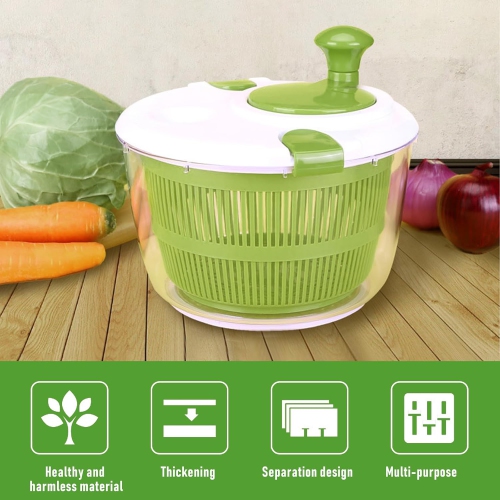 Large Salad Spinner with Lid,5L Capacity Manual Vegetable Dryer with Double-Lock Handle,Quick & Easy Multi-Use Lettuce Spinner,Vegetable Dryer,Fruit