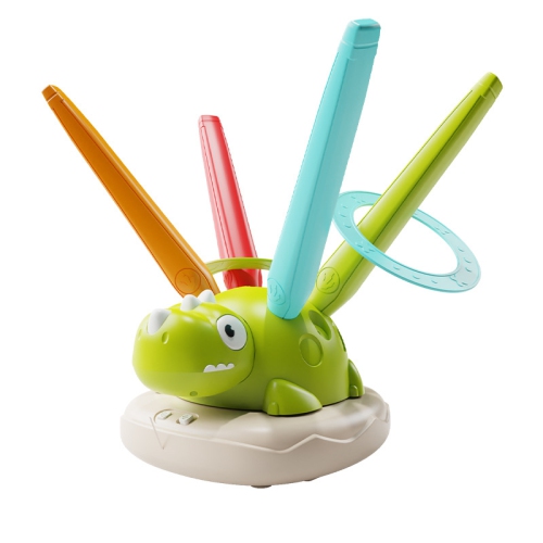 GREEN SCENIC  Dinosaur 3-In-1 Music Jumping, Ring Throwing Game Toy And Rocket Launcher, Suitable for Children's Outdoor Toys, \w Remote Control