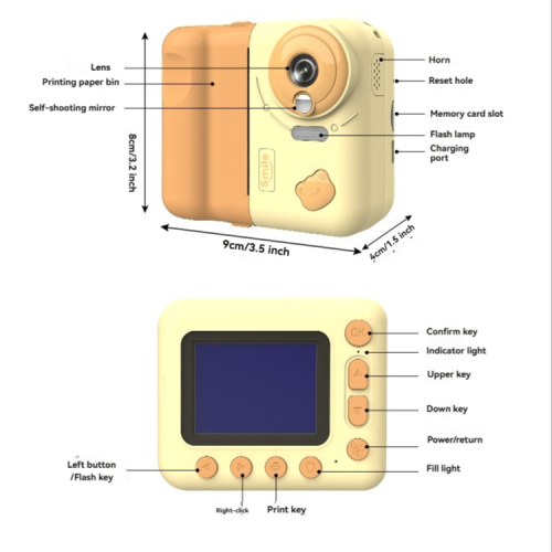 Kids Instant Camera Digital Camera with Instant Print, 10x Zoom, 12MP Pixels, Toy Gift - Blue
