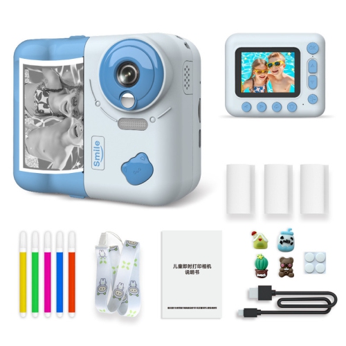 Kids Instant Camera Digital Camera with Instant Print, 10x Zoom, 12MP Pixels, Toy Gift - Blue