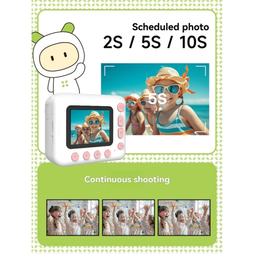 Kids Instant Camera Digital Camera with Instant Print, 10x Zoom, 12MP Pixels, Toy Gift - Green