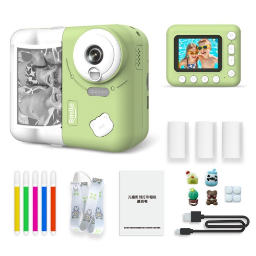 Kids Instant Camera Digital Camera with Instant Print, 10x Zoom, 12MP Pixels, Toy Gift - Green