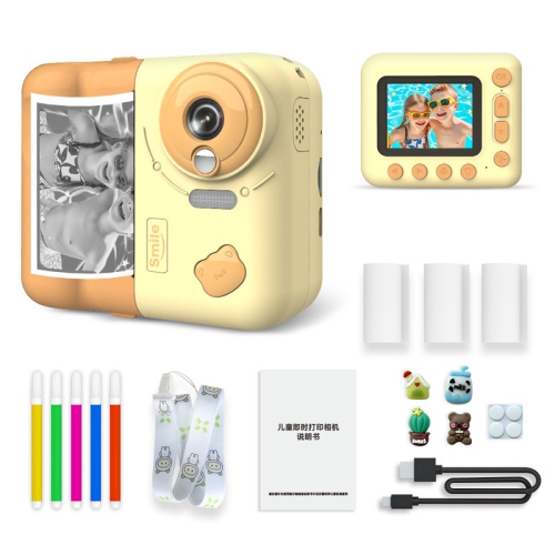 Kids Instant Camera Digital Camera with Instant Print, 10x Zoom, 12MP Pixels, Toy Gift - Yellow